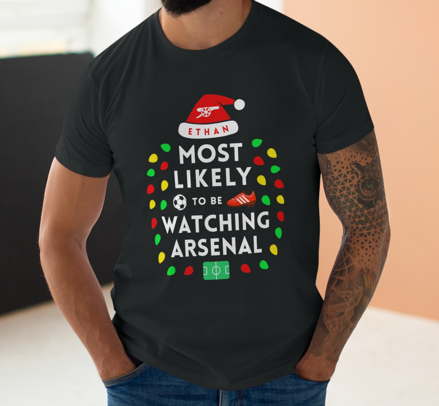 Most Likely To Be Watching Arsenal Personalised Christmas T-Shirt