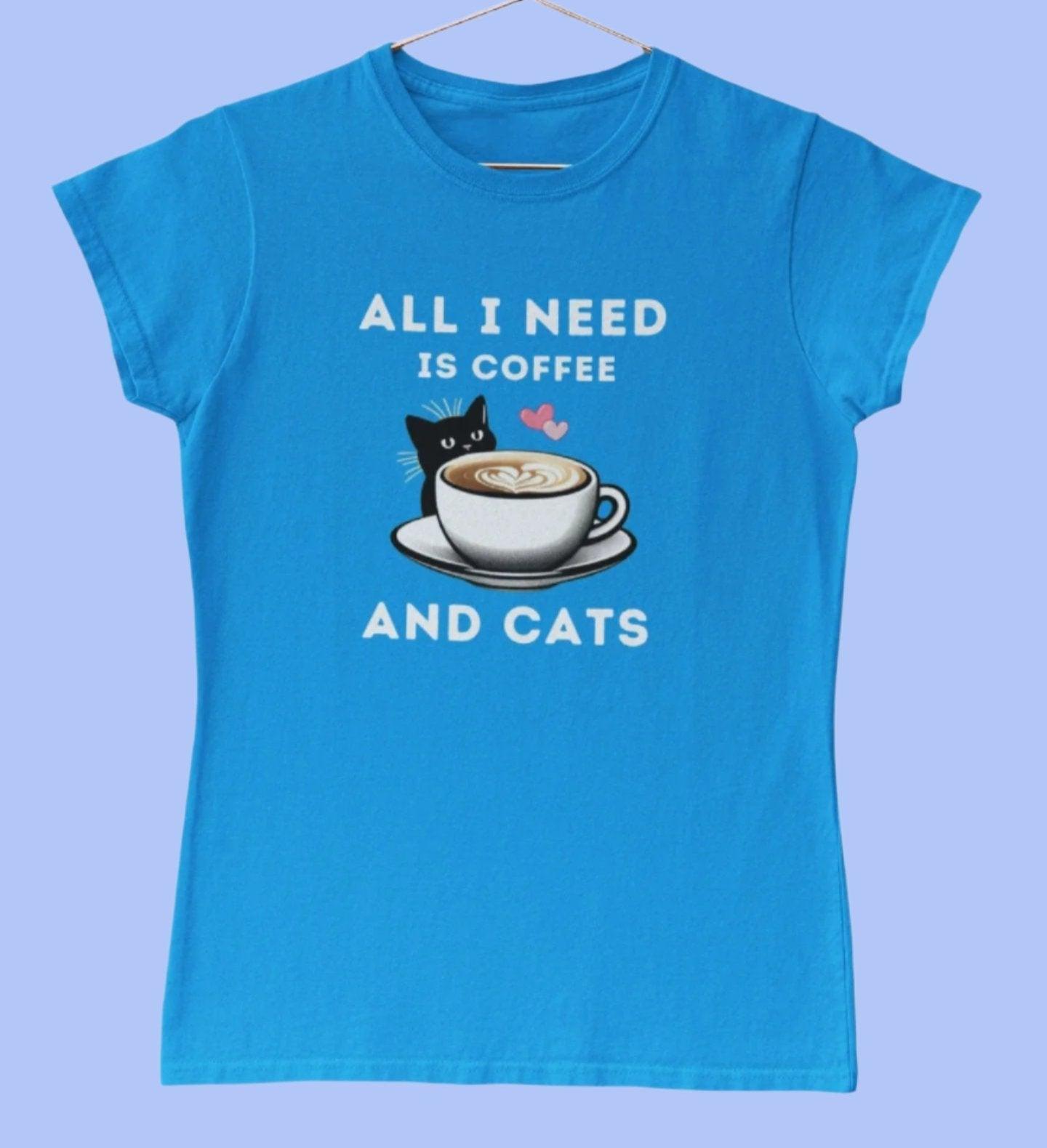 Cats and Coffee Ladies Azure T-Shirt