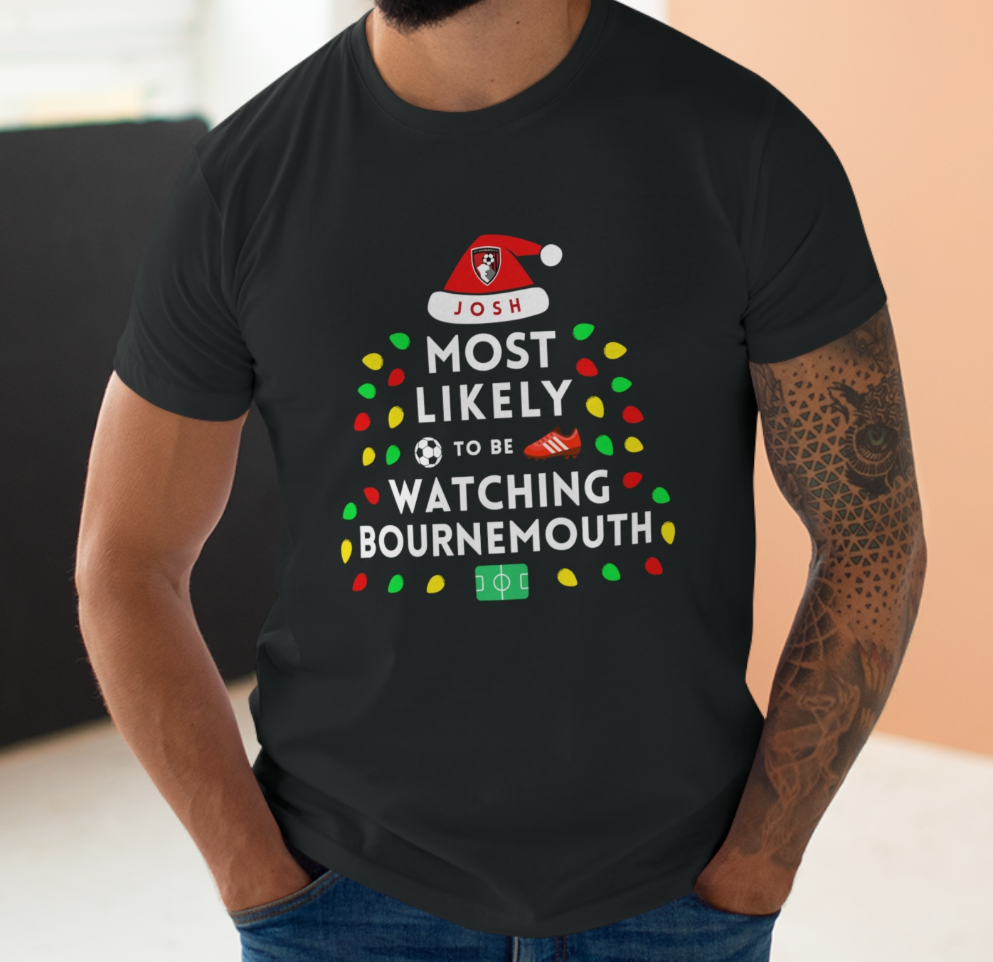 Most Likely To Be Watching Bournemouth Personalised Christmas T-Shirt