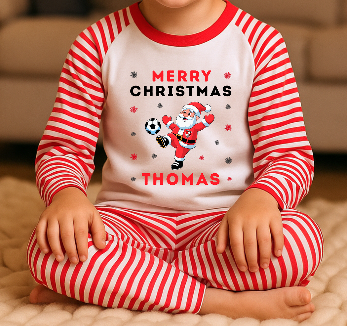 Kids Personalised Bournemouth Christmas Pyjamas
