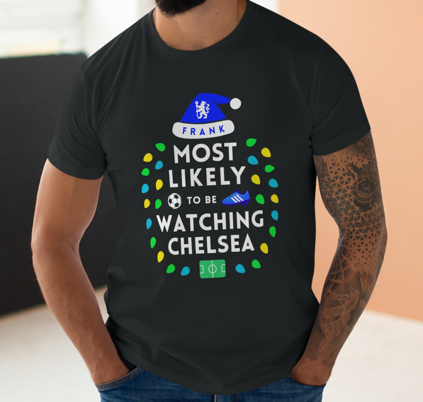 Most Likely To Be Watching Chelsea Personalised Christmas T-Shirt