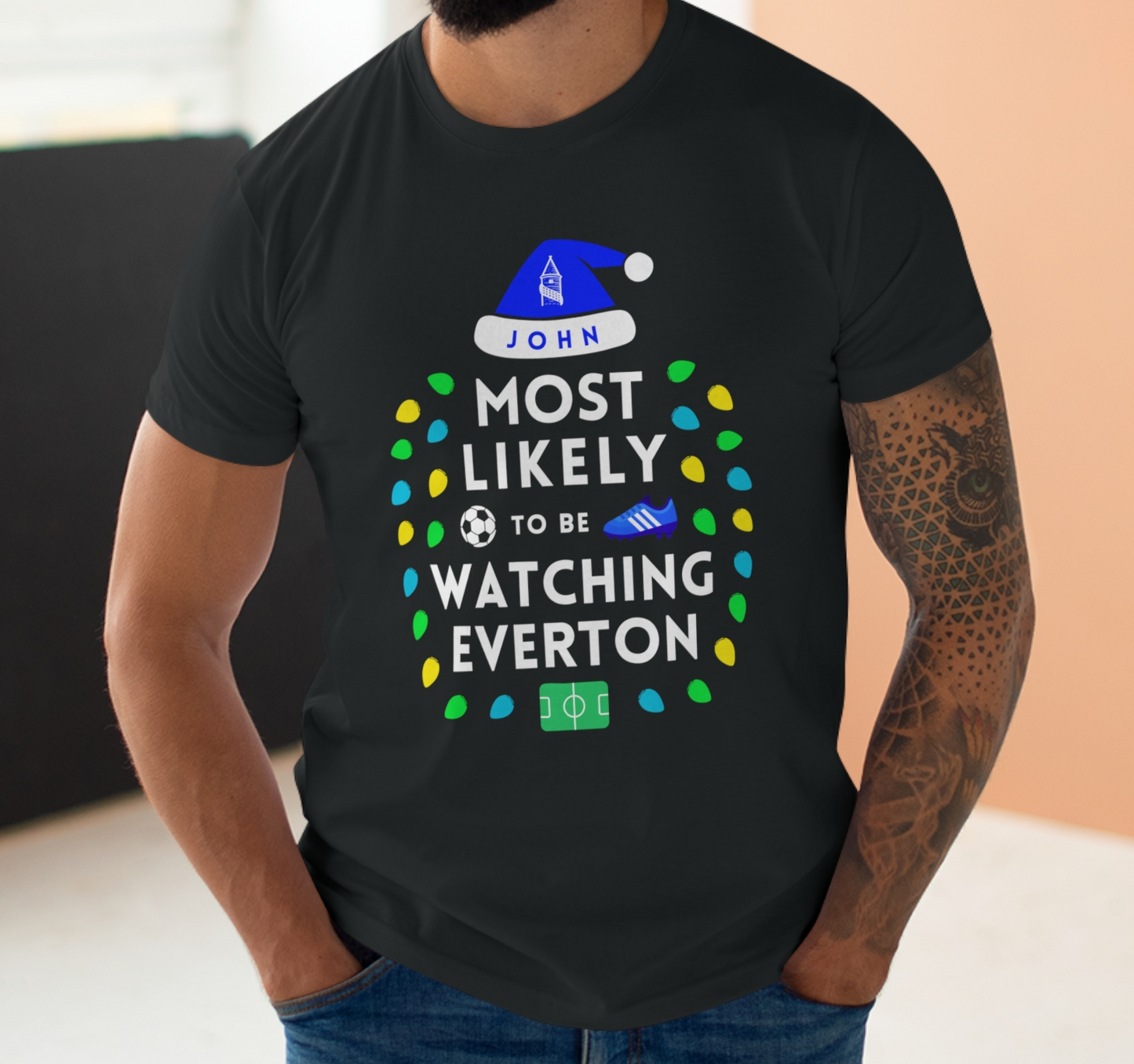 Most Likely To Be Watching Everton Personalised Christmas T-Shirt