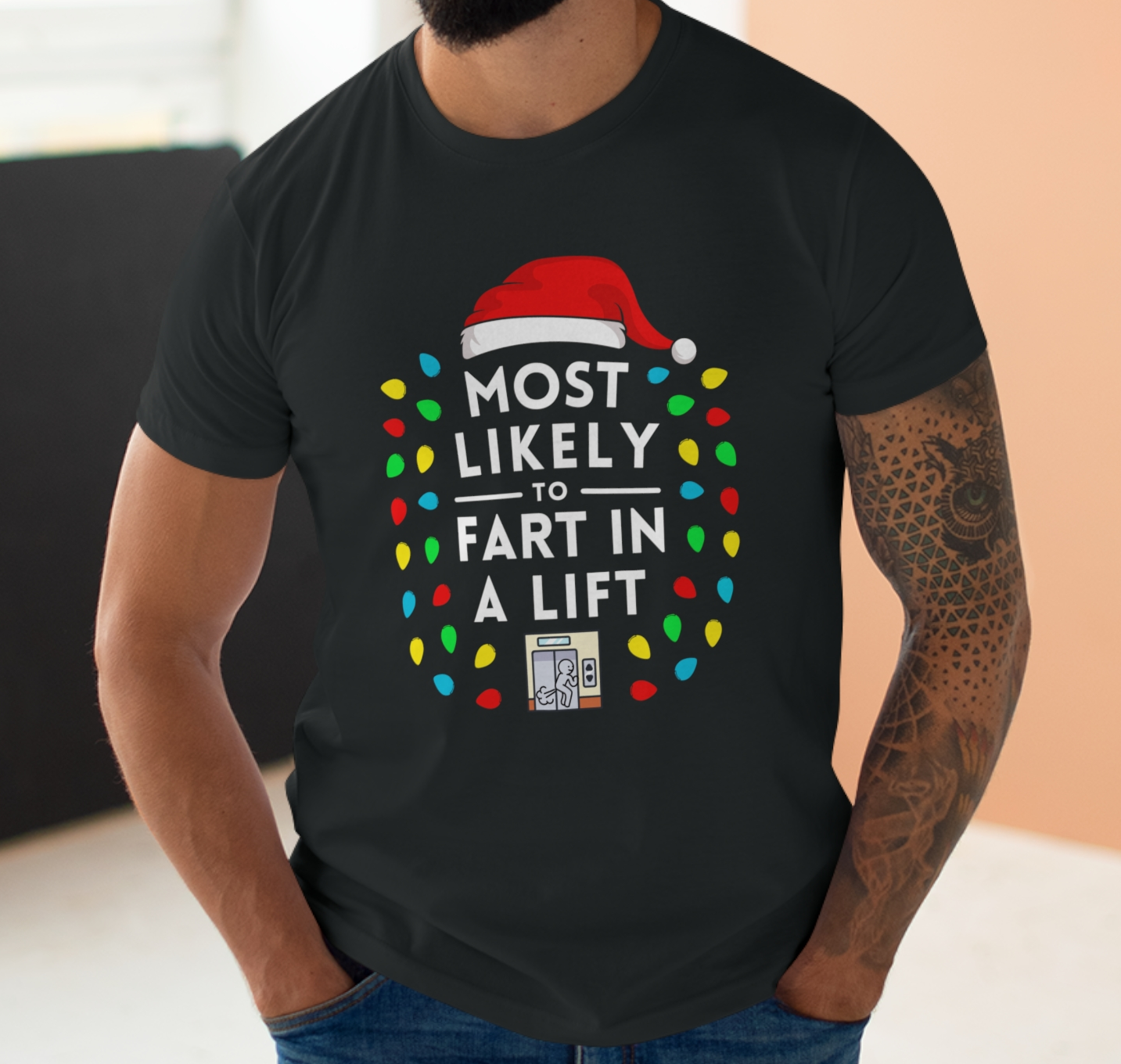 Most Likely To Fart In A Lift Christmas T-Shirt