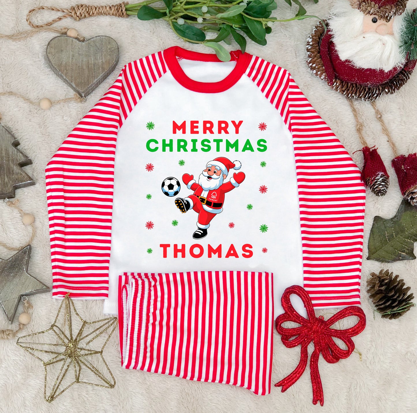 Kids Personalised Nottingham Forest Christmas Pyjamas