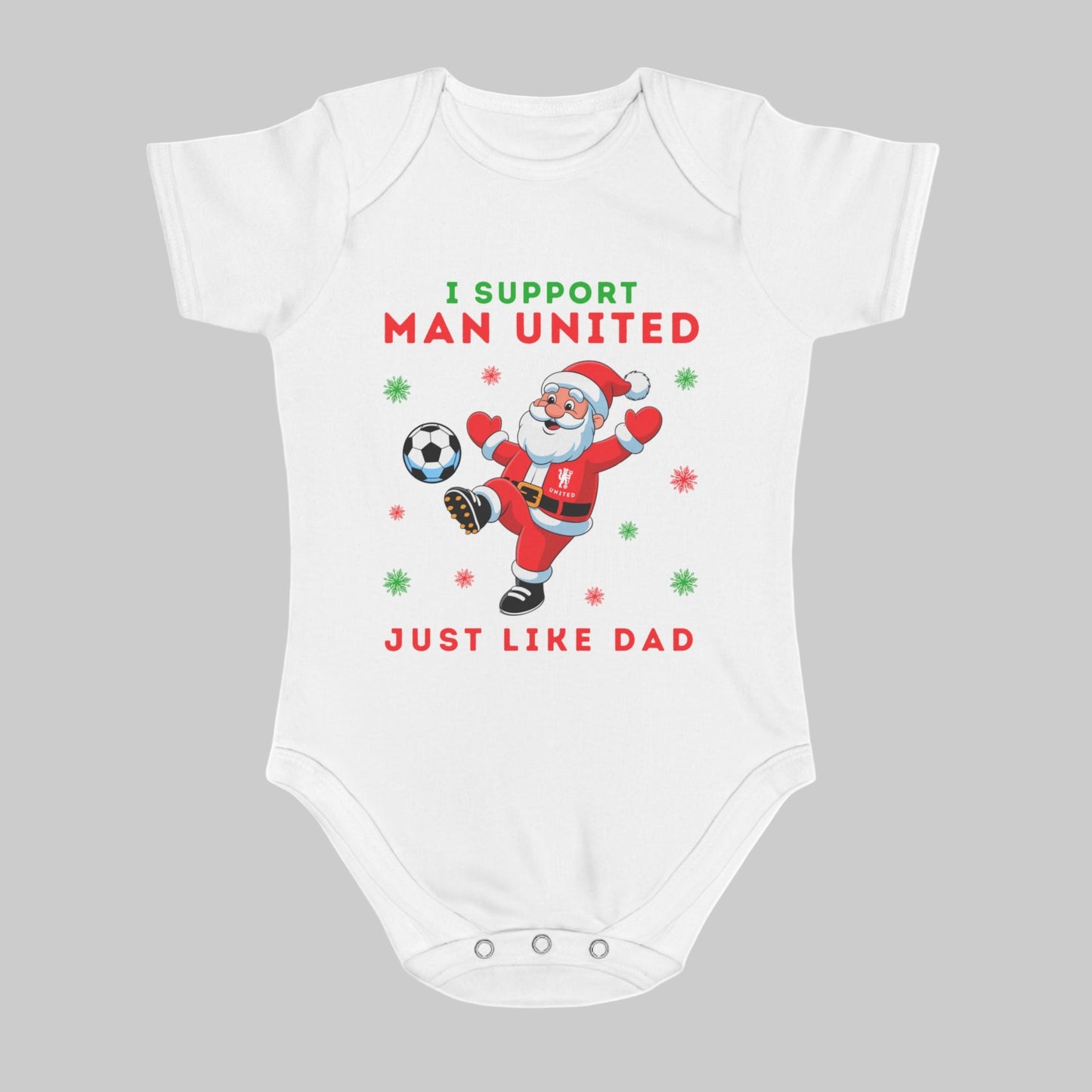 I Support Man United Just Like Dad Baby Christmas Vest