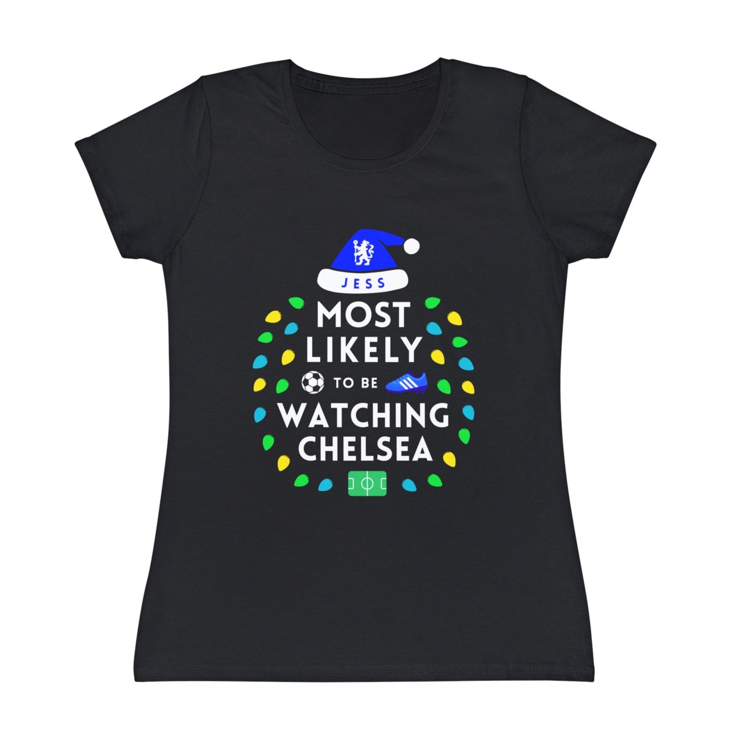 Most Likely To Be Watching Chelsea Ladies Personalised Christmas T-Shirt
