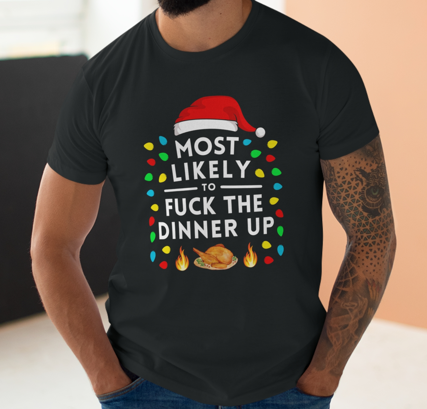 Most Likely To Burn The Dinner Christmas T-Shirt