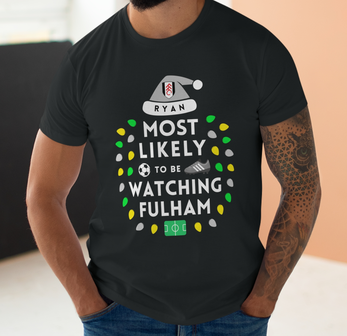 Most Likely To Be Watching Fulham Personalised Christmas T-Shirt
