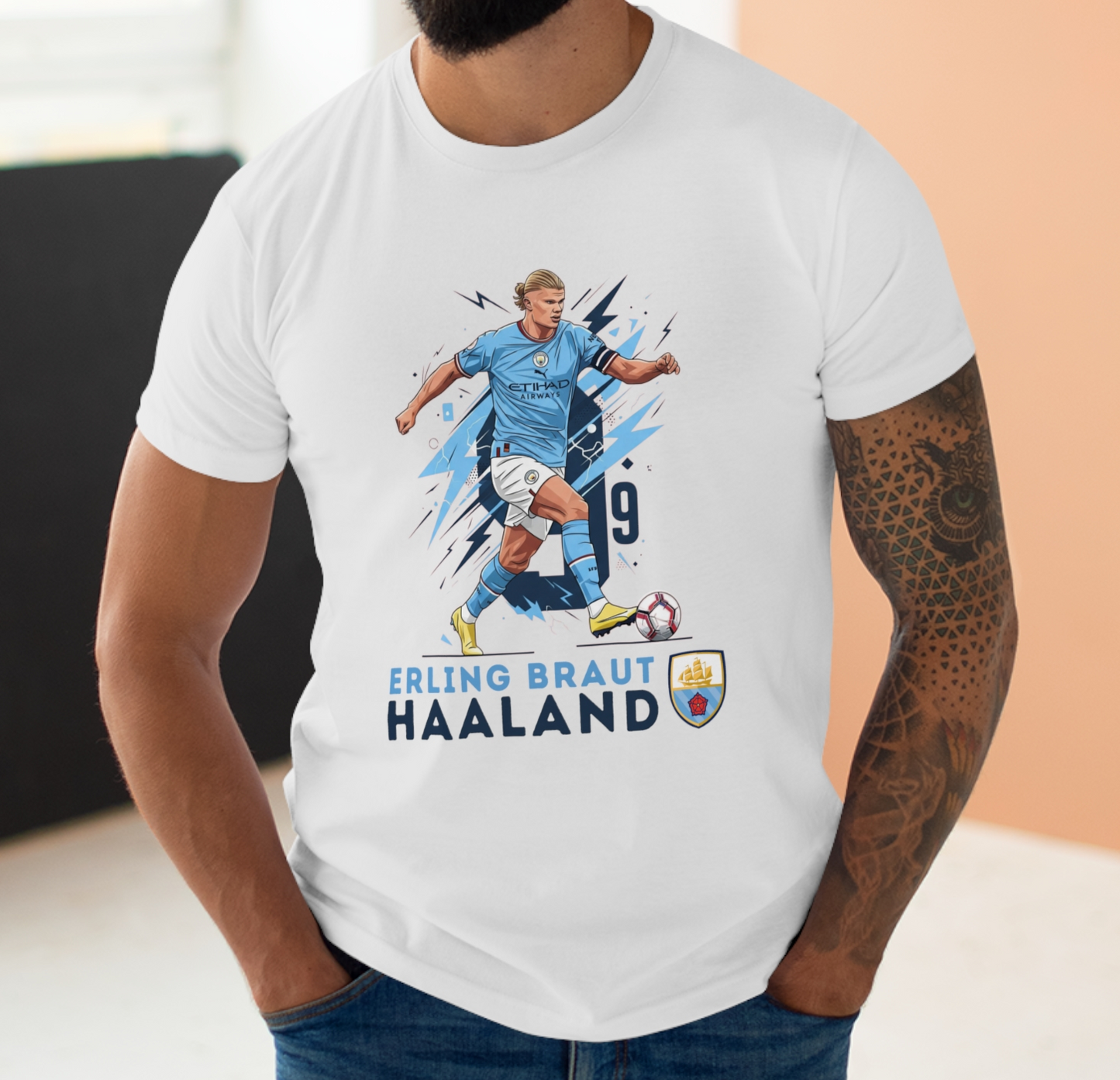 Man City - Erling Braut Haaland 9- Mens T-Shirt