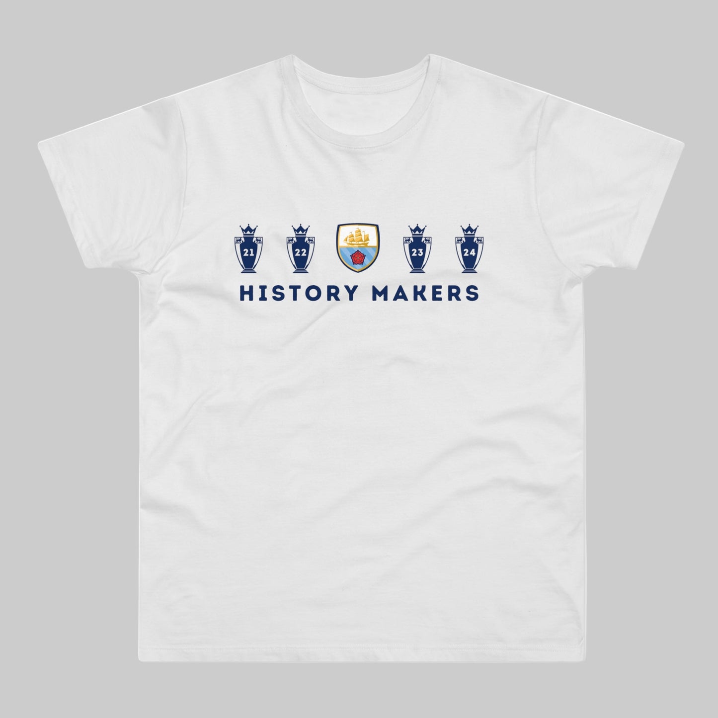 Man City - History Makers - 4 in a Row - Mens Crew Neck T-Shirt