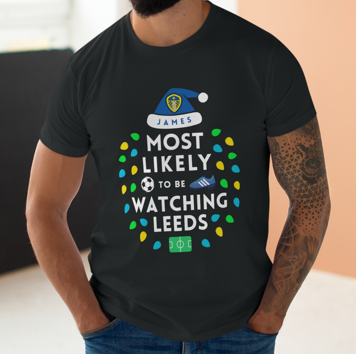 Most Likely To Be Watching Leeds Personalised Christmas T-Shirt