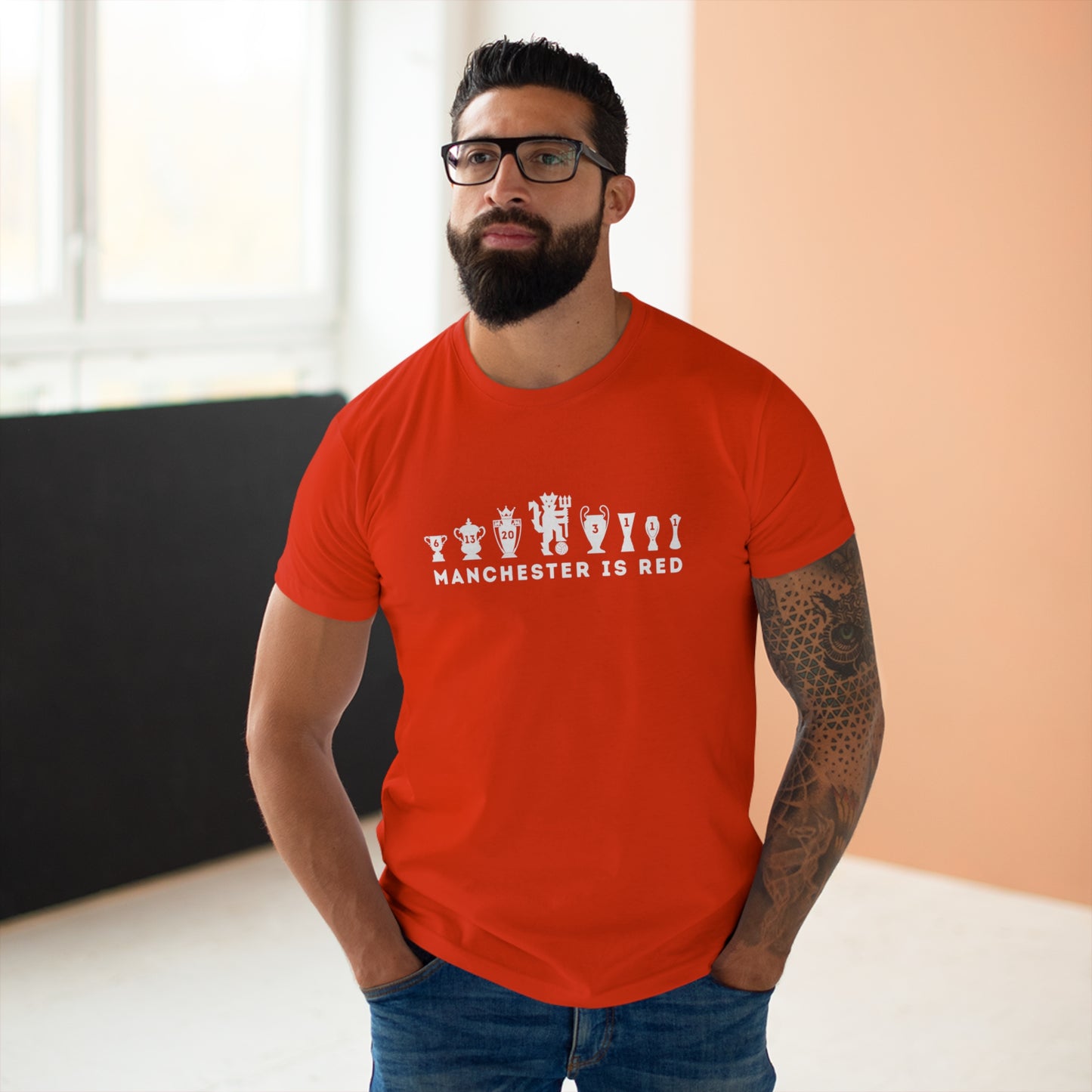 Man United Trophies - Manchester Is Red - Mens T-Shirt
