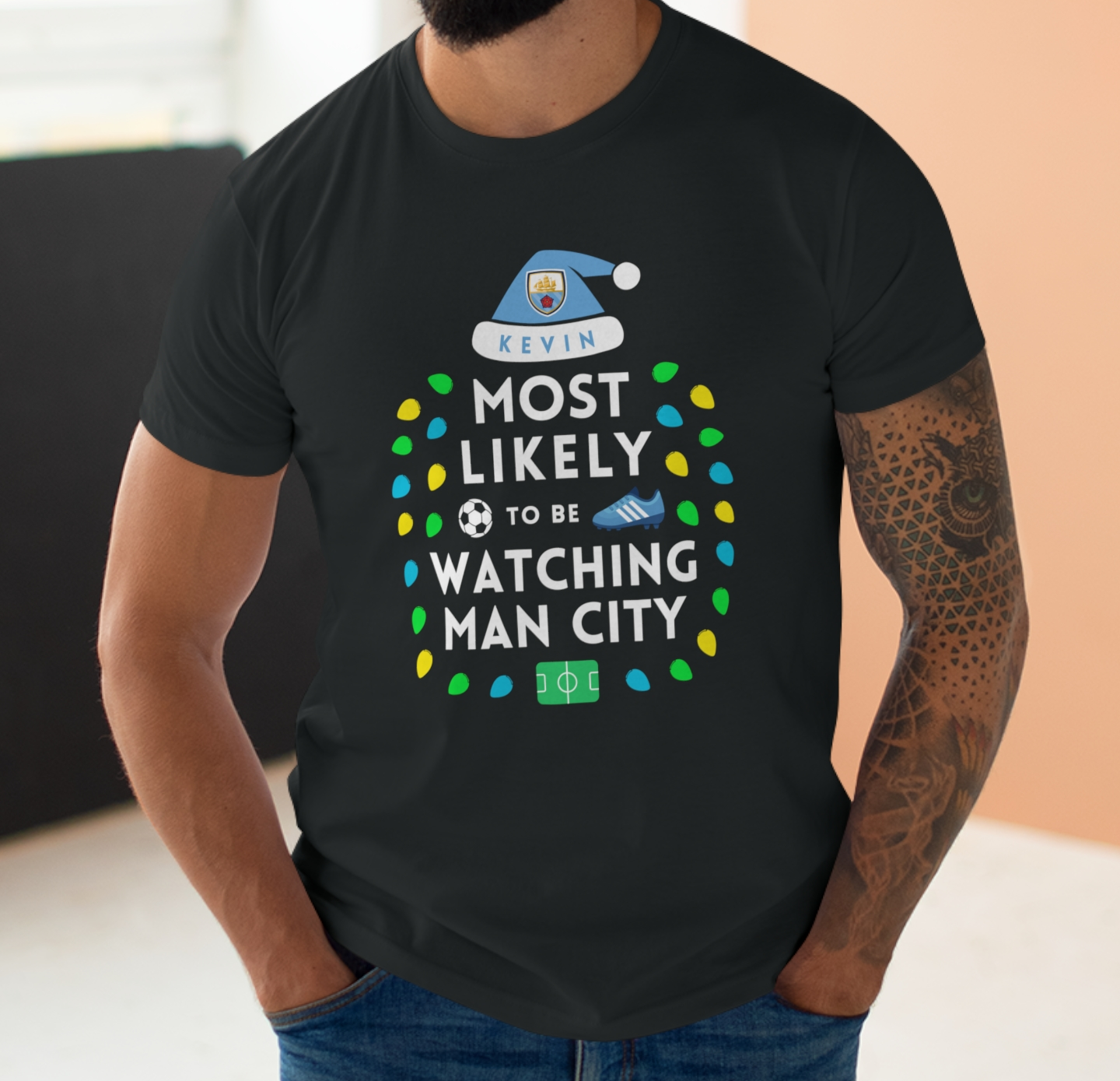 Most Likely To Be Watching Man City Personalised Christmas T-Shirt