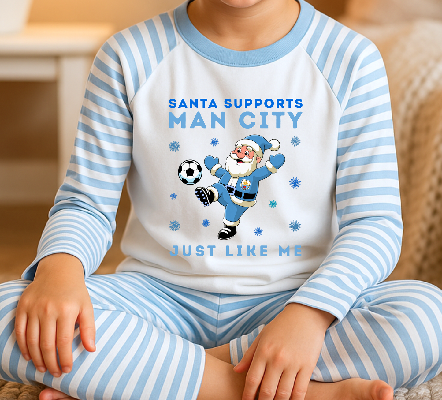 Santa Supports Man City Kids Pyjamas