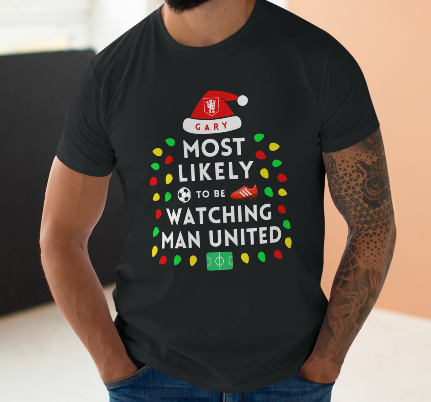 Most Likely To Be Watching Man United Personalised Christmas T-Shirt
