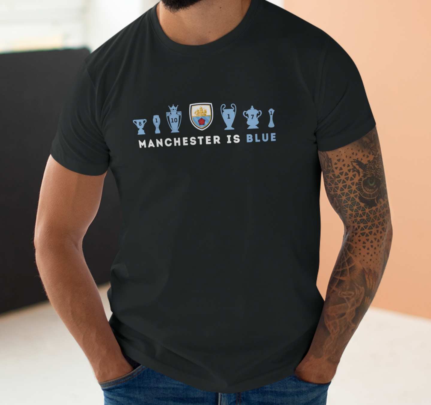 Man City Trophies - Manchester Is Blue - Mens T-Shirt