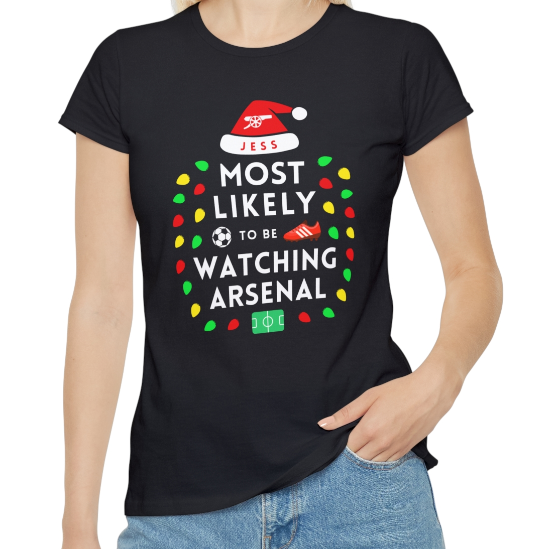 Most Likely To Be Watching Arsenal Ladies Personalised Christmas T-Shirt