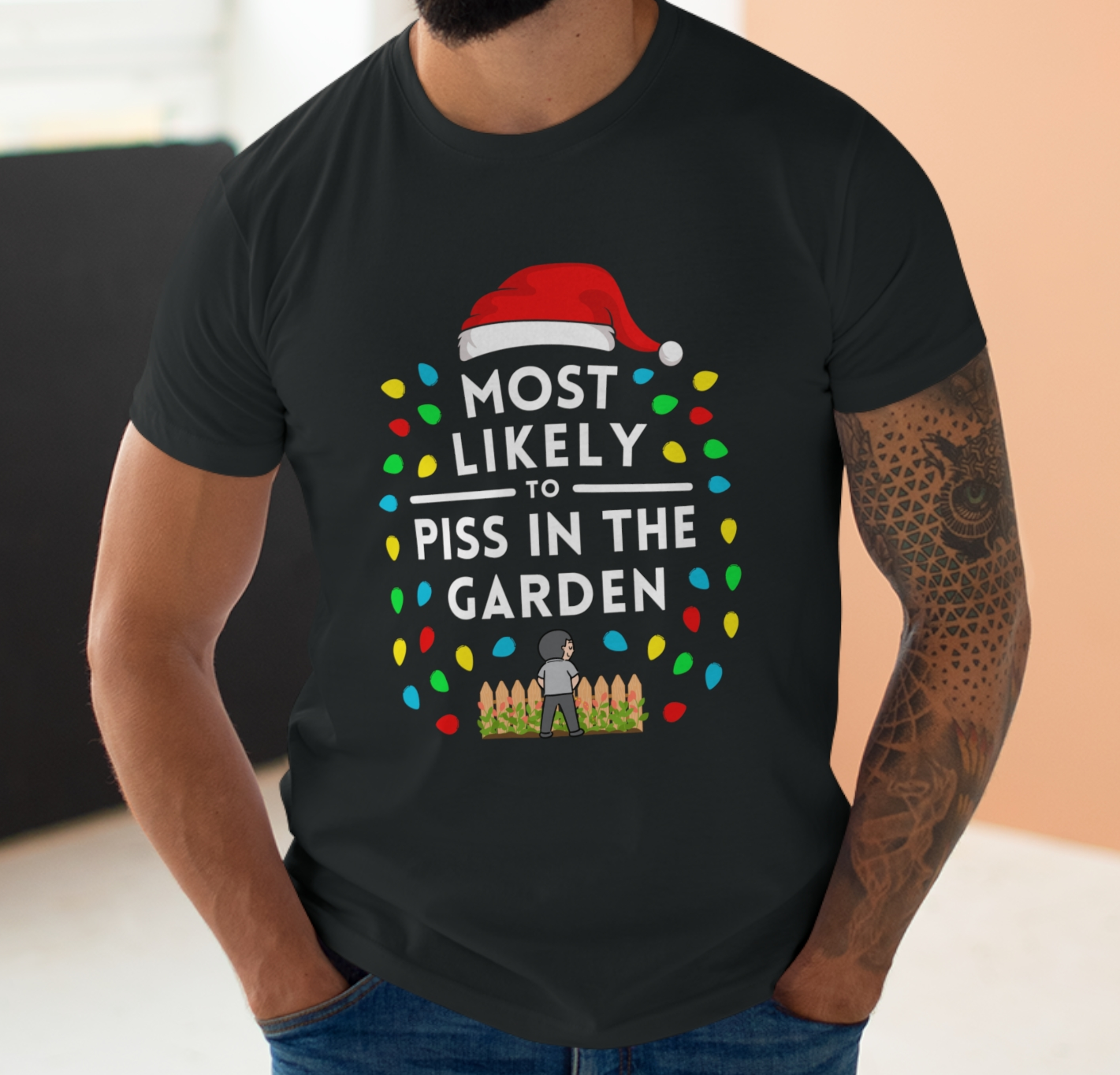 Most Likely To Pee In The Garden Christmas T-Shirt