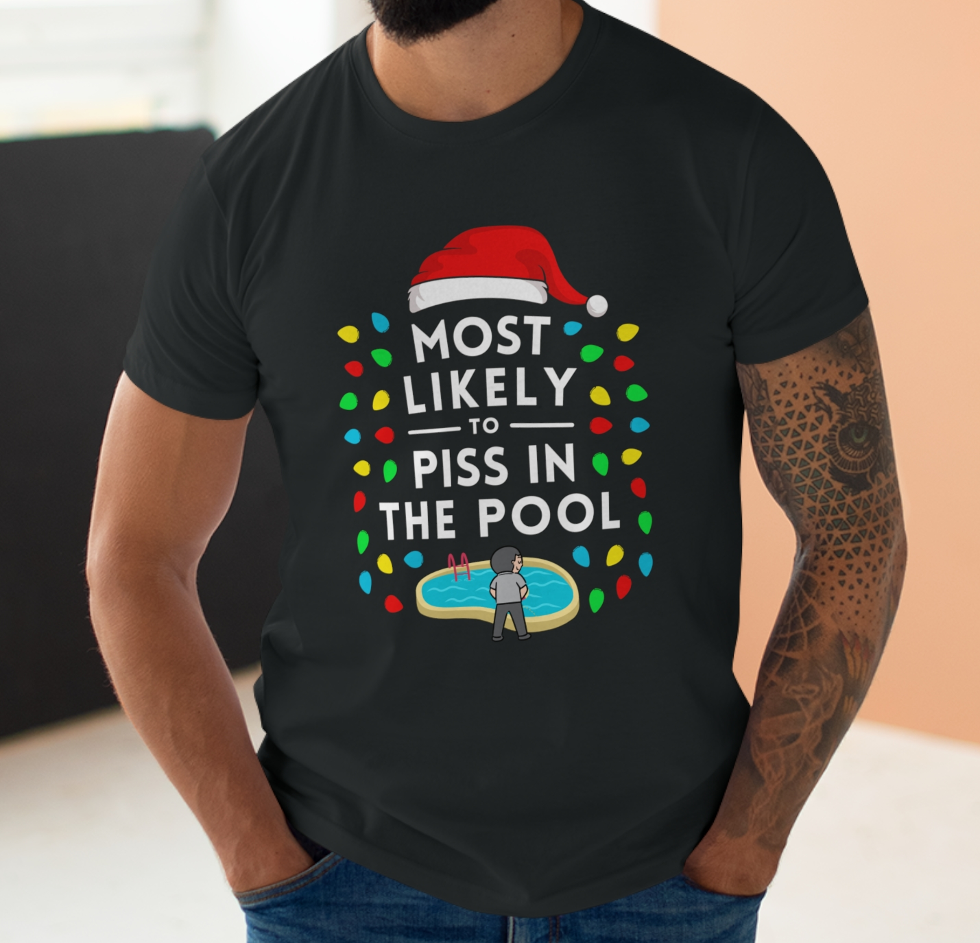 Most Likely To Pee In The Pool Christmas T-Shirt