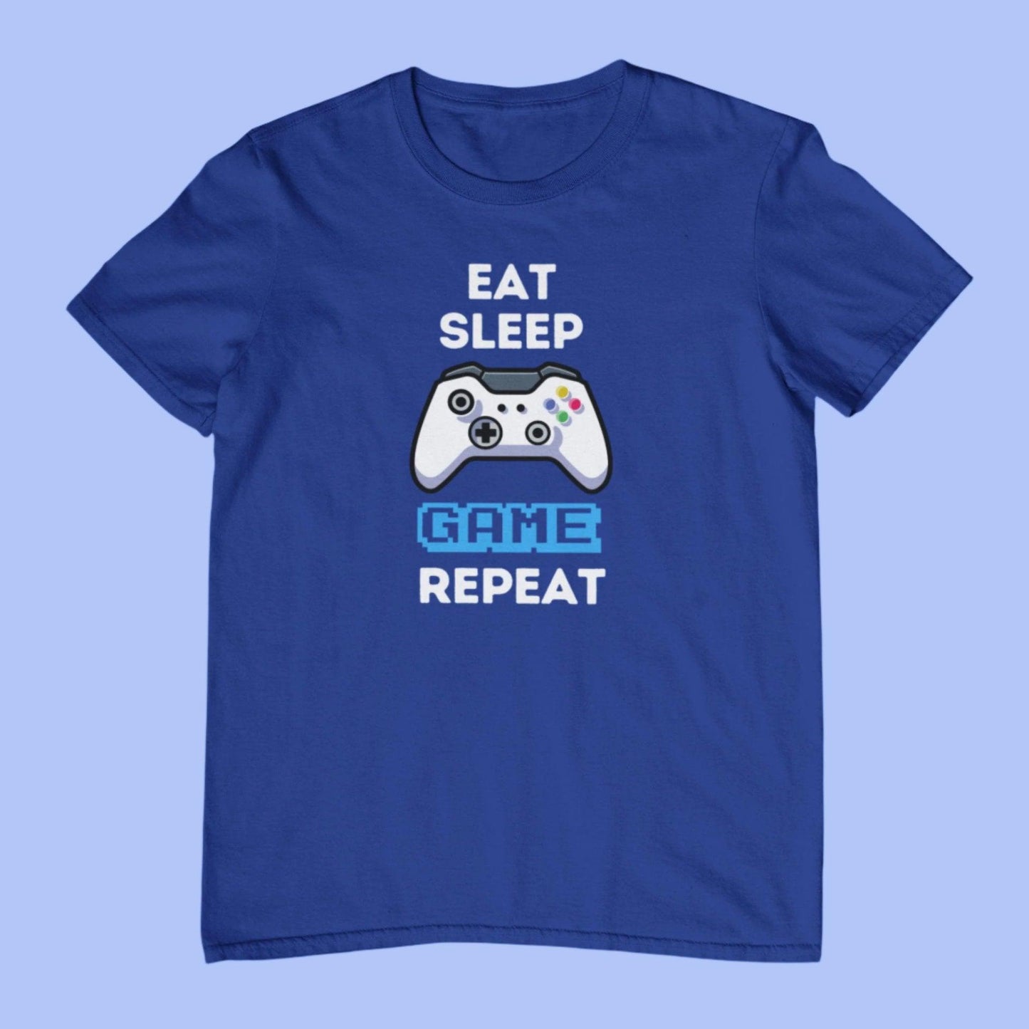 Royal Blue Men's Gaming T-Shirt Eat Sleep Game Repeat