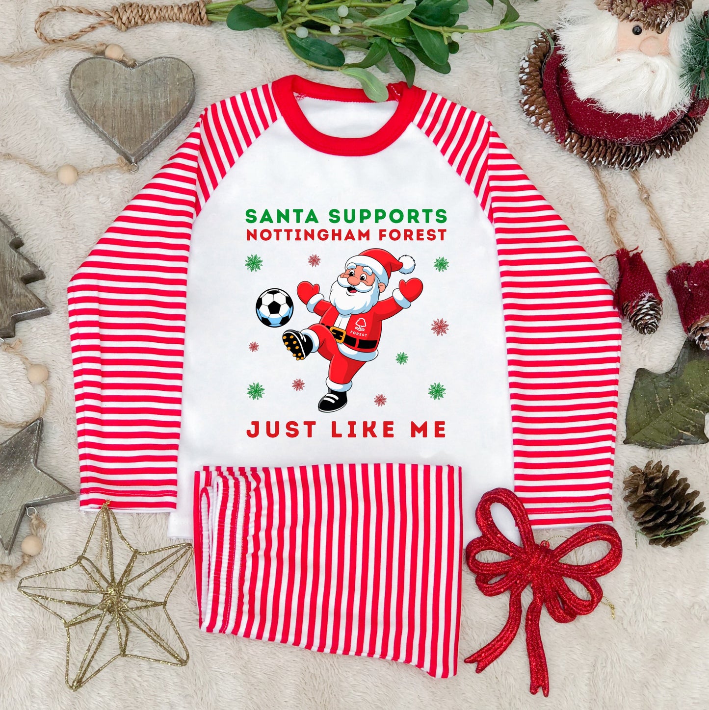 Santa Supports Nottingham Forest Kids Christmas Pyjamas