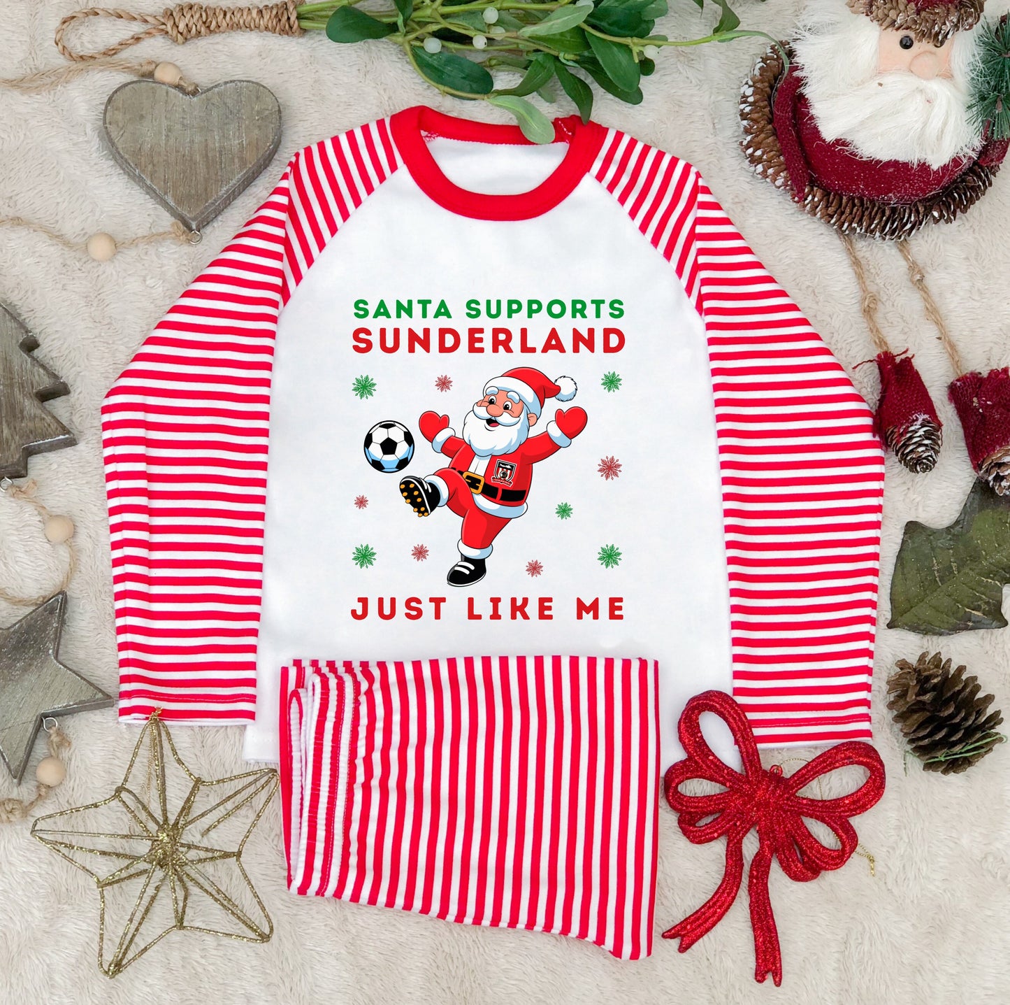 Santa Supports Sunderland Kids Christmas Pyjamas