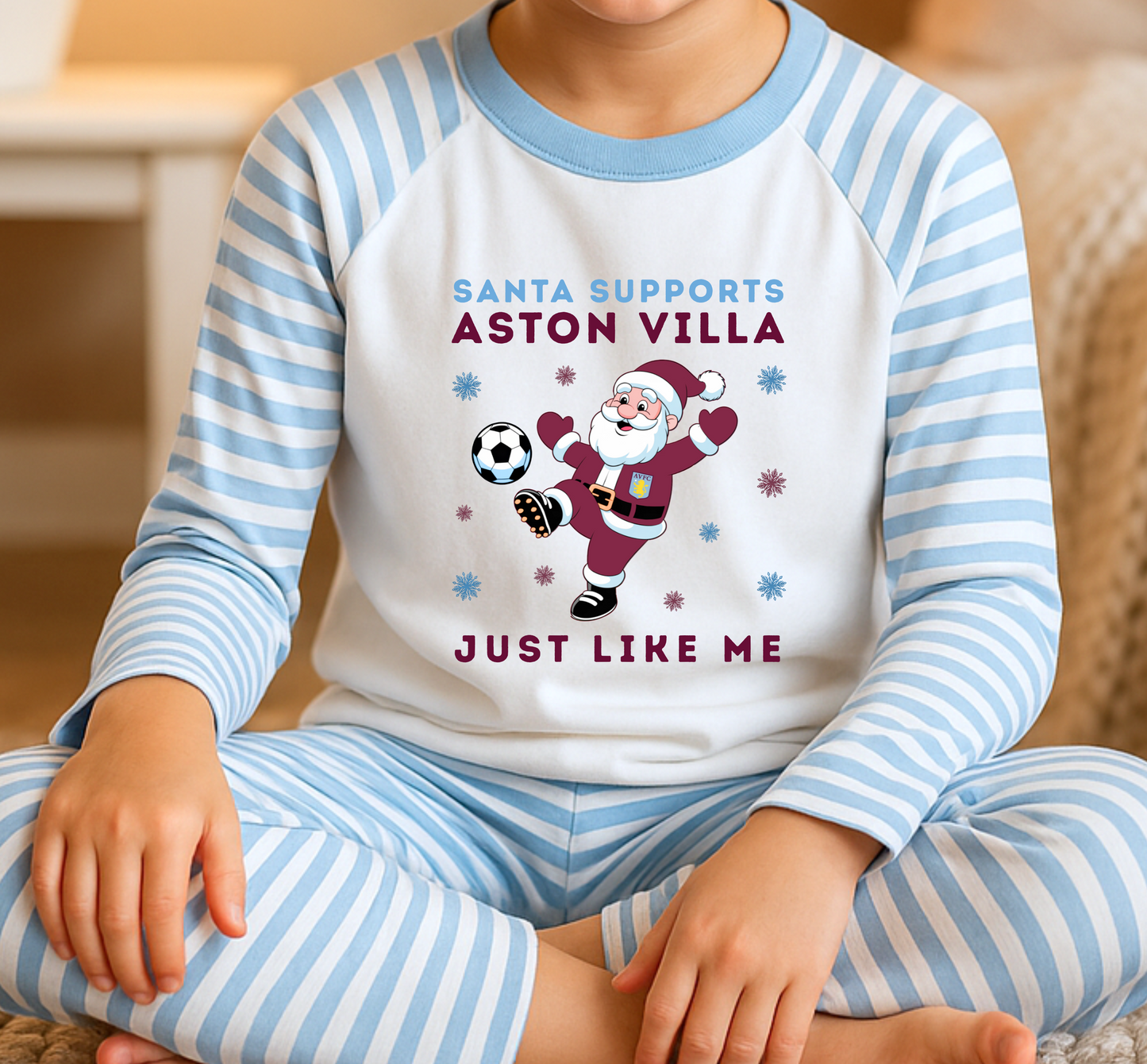 Santa Supports Aston Villa Kids Pyjamas