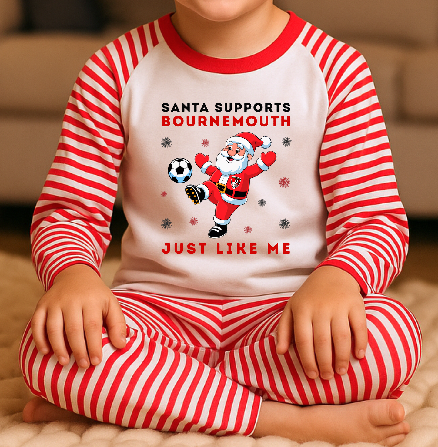 Santa Supports Bournemouth Kids Christmas Pyjamas