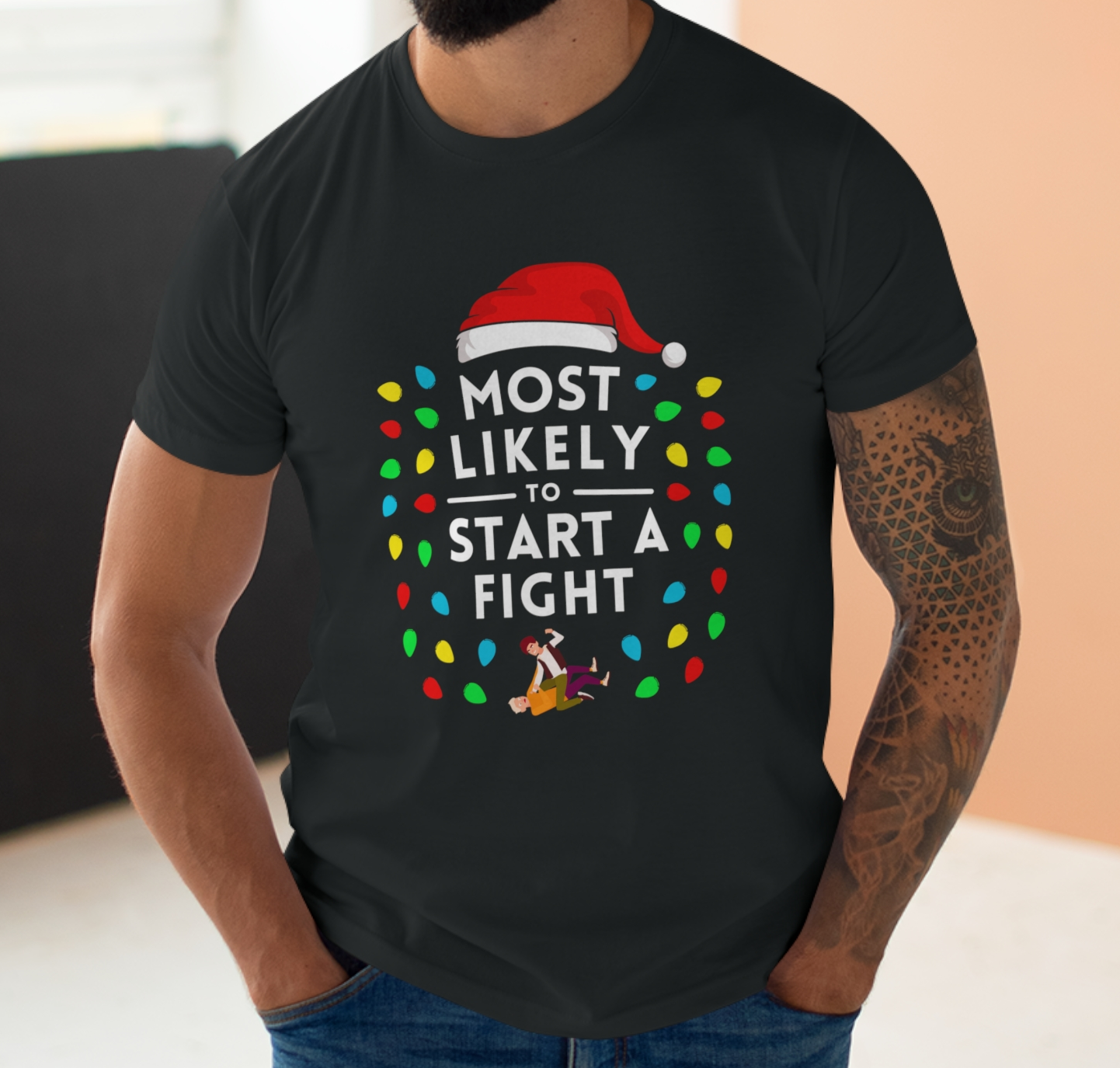 Most Likely To Start A Fight Christmas T-Shirt