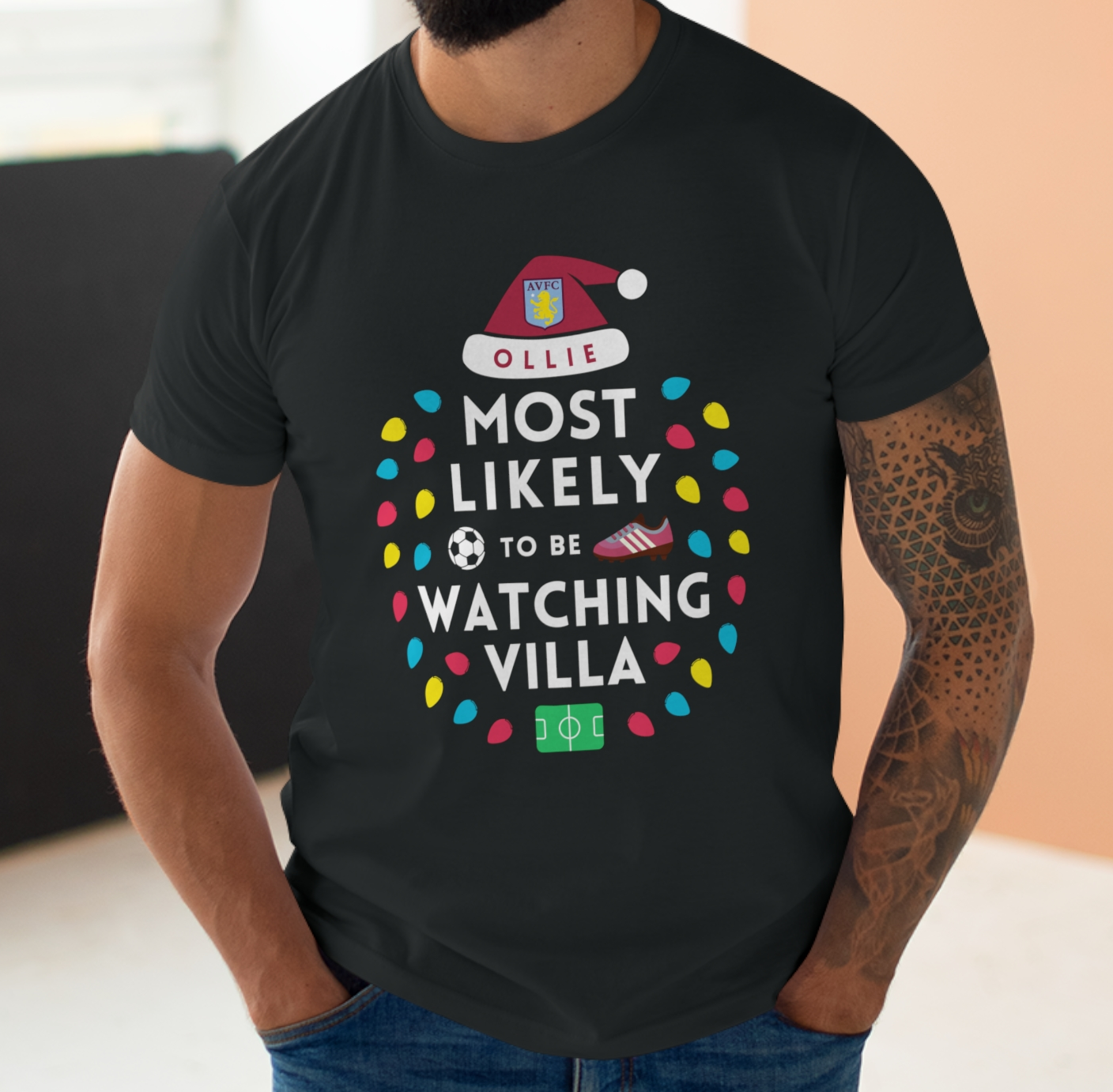 Most Likely To Be Watching Aston Villa Personalised Christmas T-Shirt