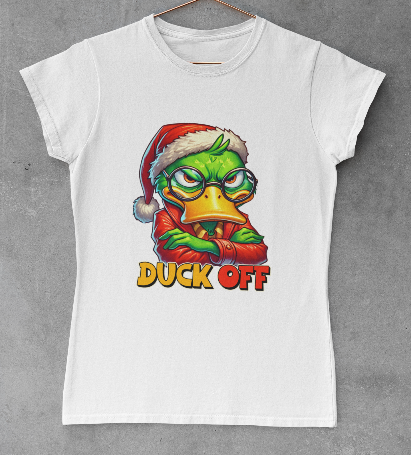 Duck Off Funny Attitude Christmas T-Shirt For Ladies