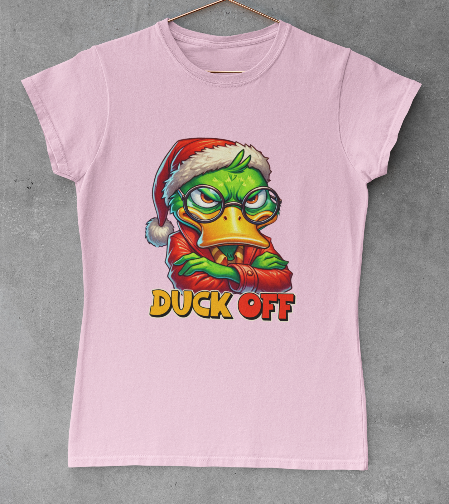 Duck Off Funny Attitude Christmas T-Shirt For Ladies