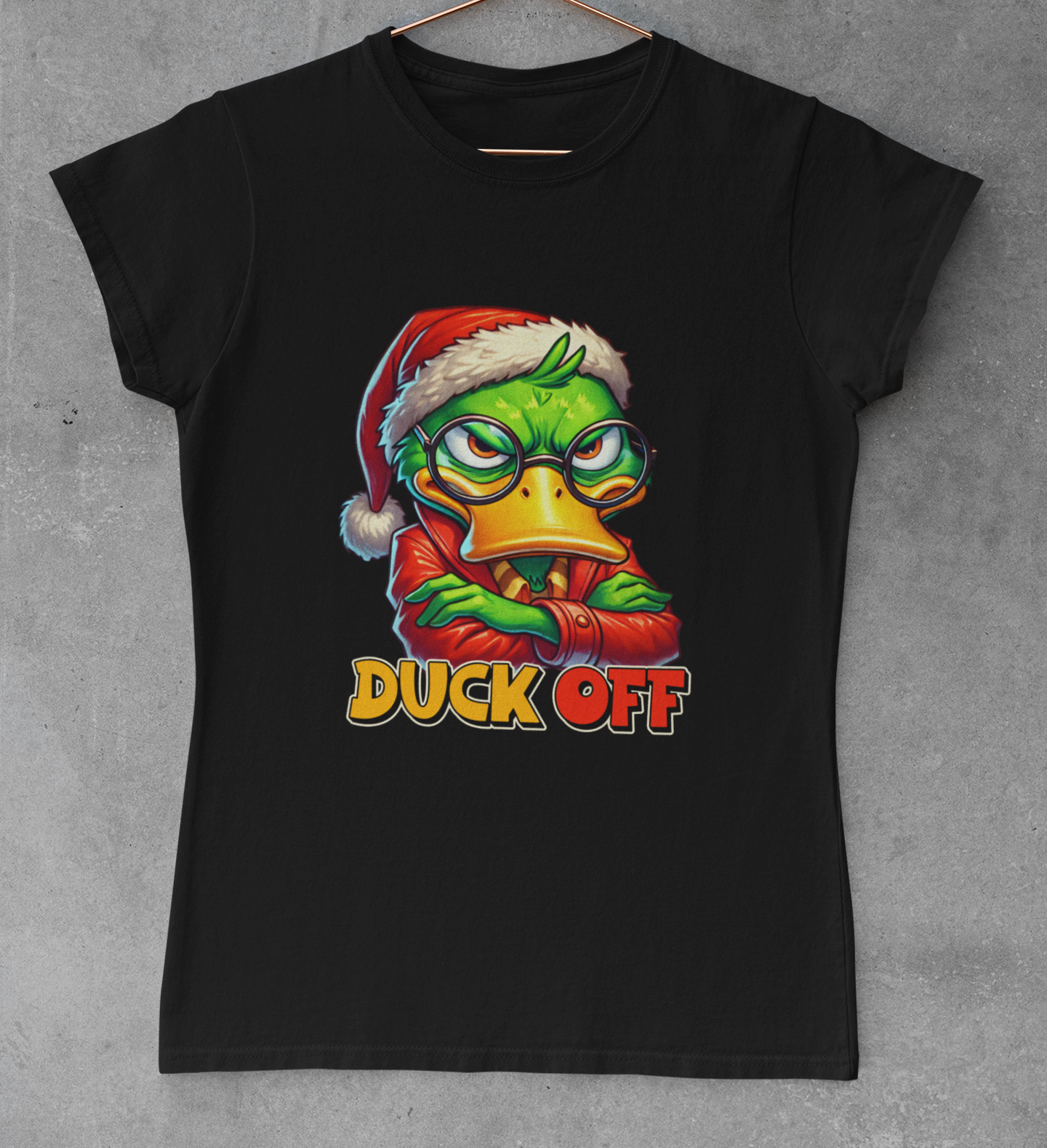 Duck Off Funny Attitude Christmas T-Shirt For Ladies