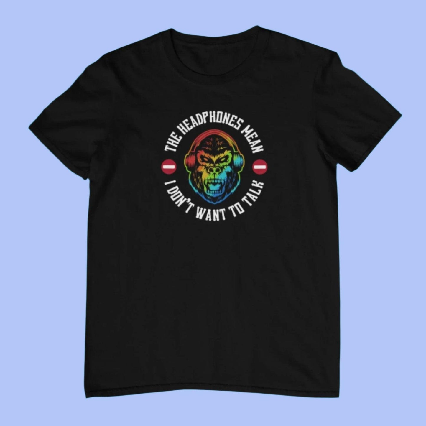 Black Headphones Introvert T-Shirt Mens
