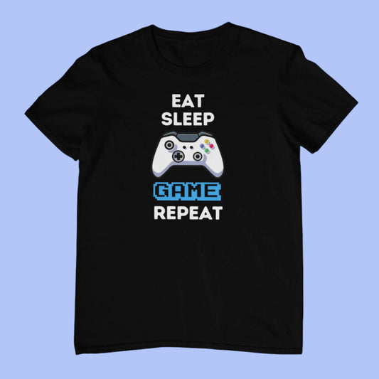 Black Men's Gaming T-Shirt Eat Sleep Game Repeat