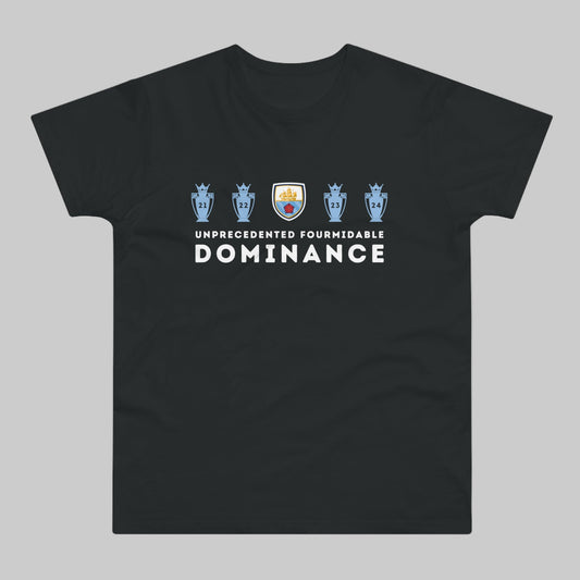 Man City - Unprecedented Fourmidable Dominance - 4 in a Row - Mens Crew Neck T-Shirt