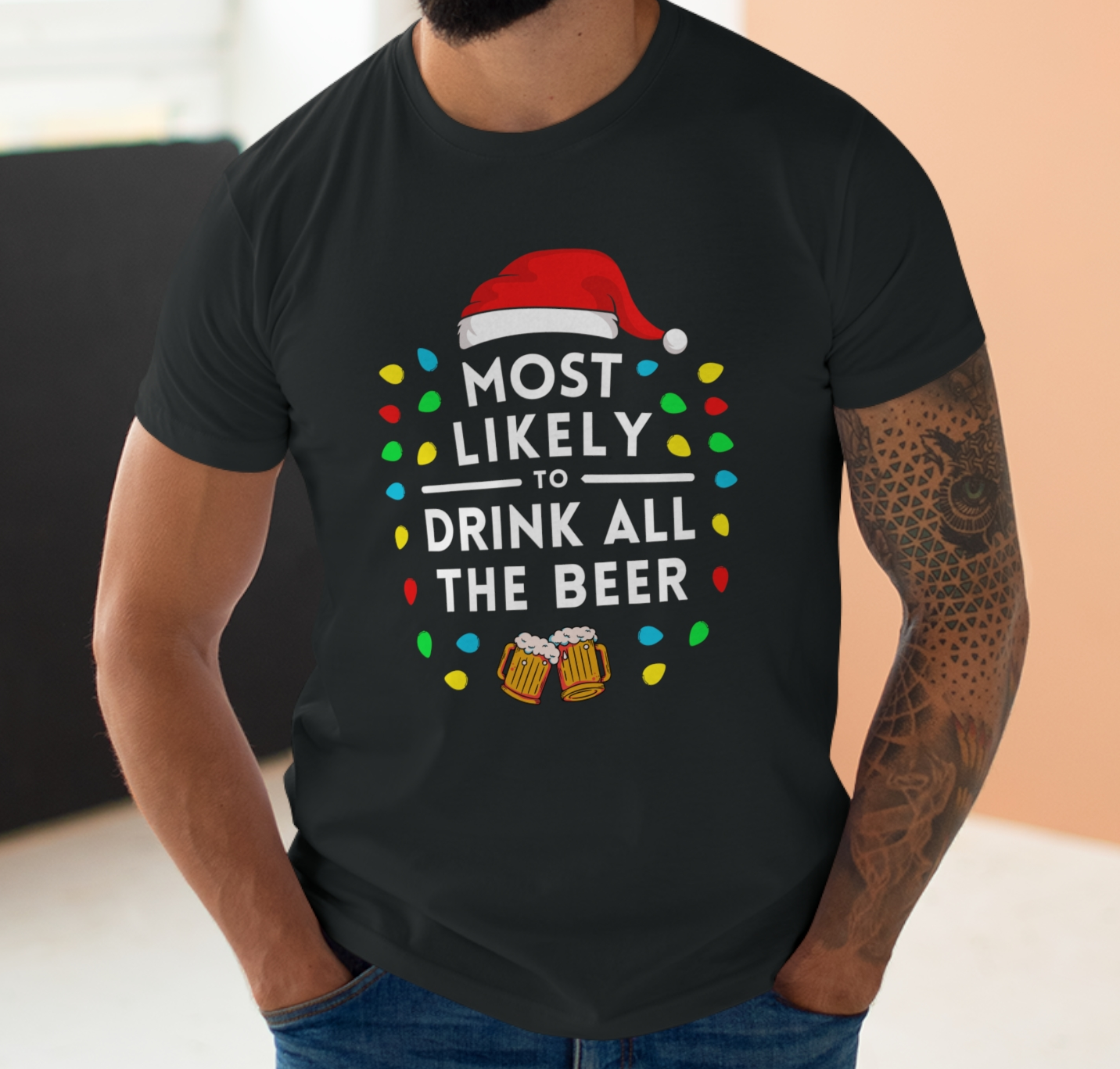 Most Likely To Drink All The Beer Christmas T-Shirt