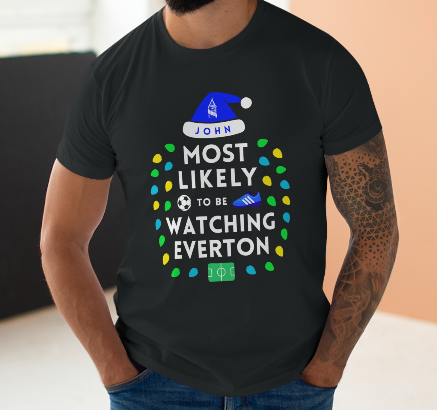 Most Likely To Be Watching Everton Personalised Christmas T-Shirt