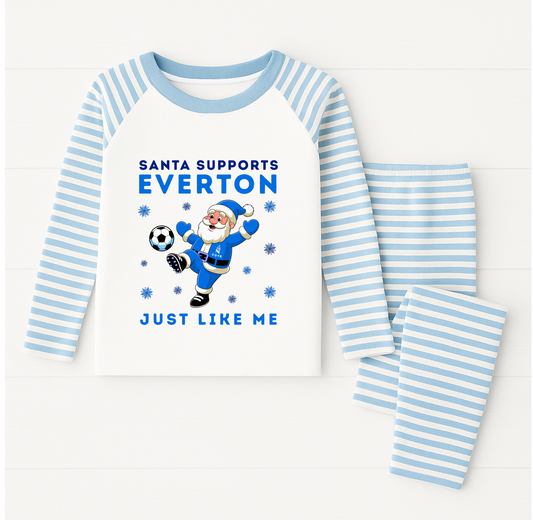 Santa Supports Everton Kids Pyjamas