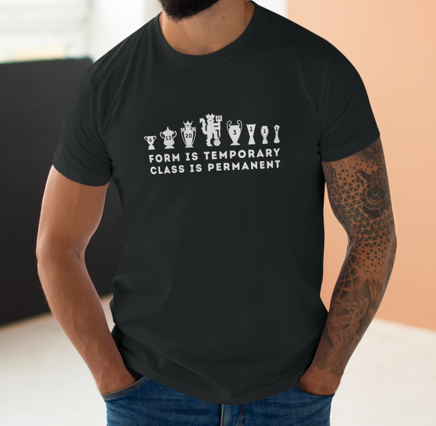 Man United Trophies - Form Is Temporary Class Is Permanent  - Mens T-Shirt