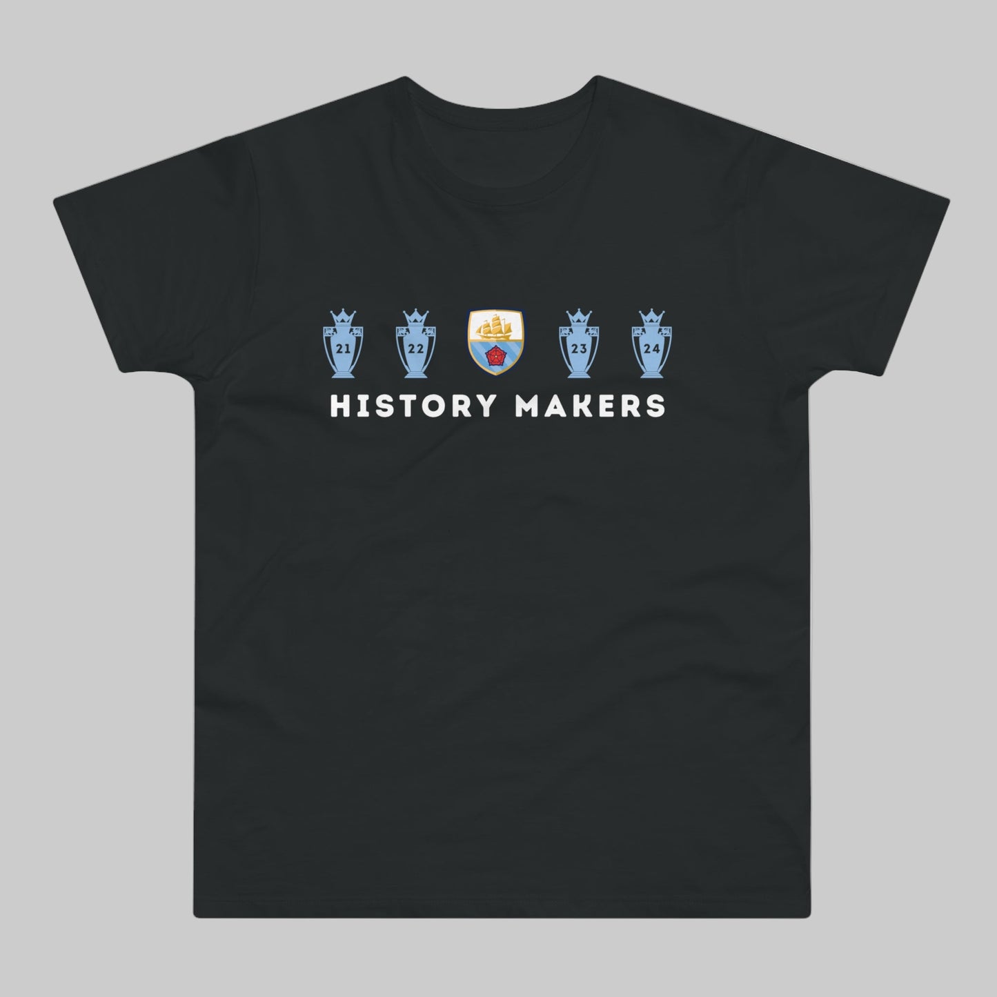 Man City - History Makers - 4 in a Row - Mens Crew Neck T-Shirt