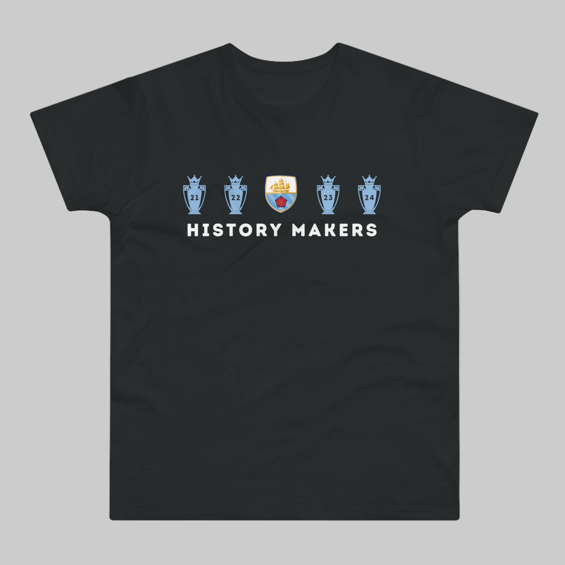 Man City - History Makers - 4 in a Row - Mens Crew Neck T-Shirt