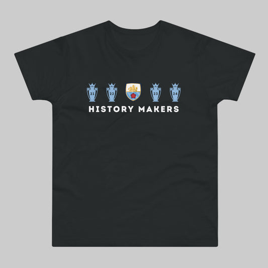 Man City - History Makers - 4 in a Row - Mens Crew Neck T-Shirt