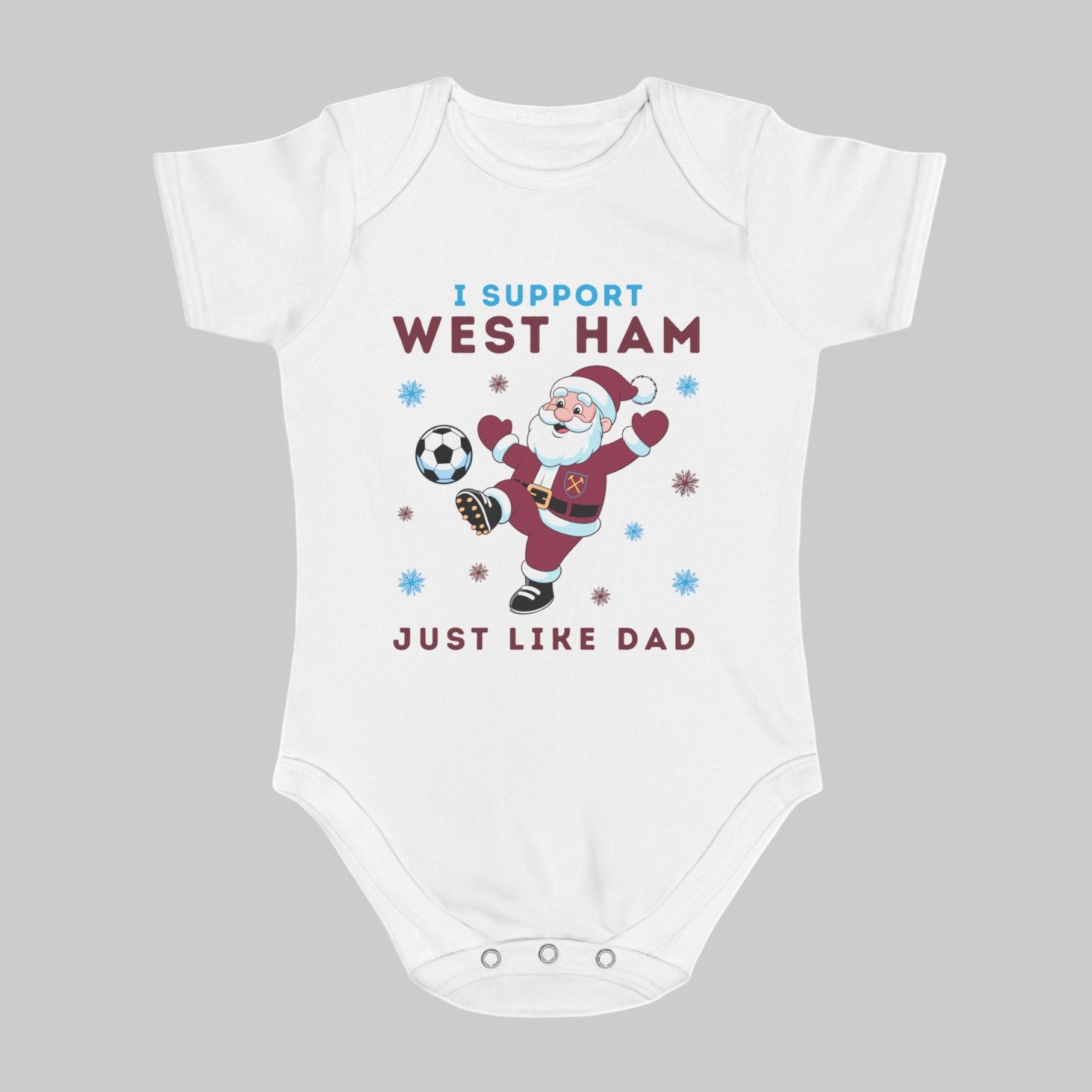 I Support West Ham Just Like Dad Baby Christmas Vest