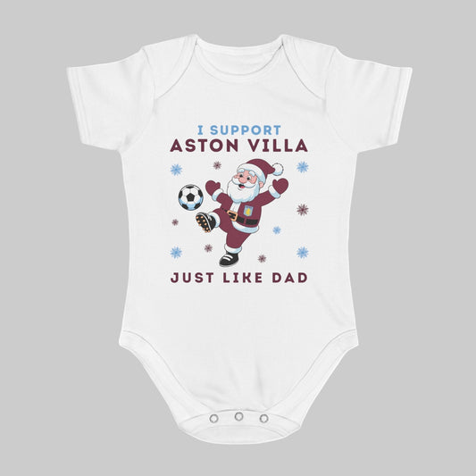I Support Aston Villa Just Like Dad Baby Christmas Vest