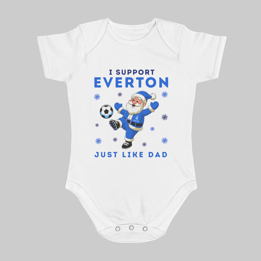 I Support Everton Just Like Dad Baby Christmas Vest