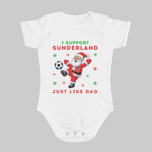 I Support Sunderland Just Like Dad Baby Christmas Vest