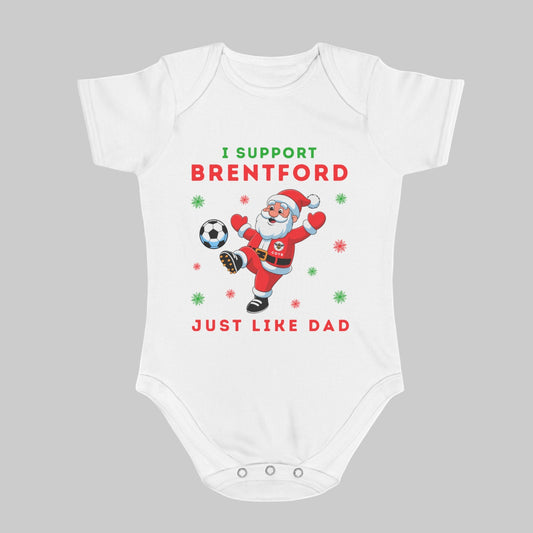 I Support Brentford Just Like Dad Baby Christmas Vest