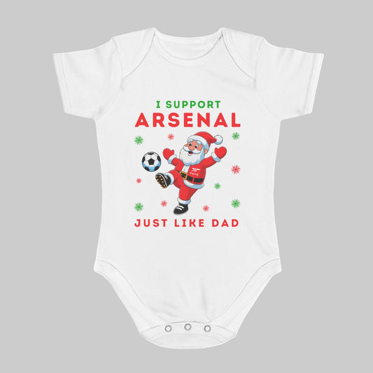 I Support Arsenal Just Like Dad Baby Christmas Vest