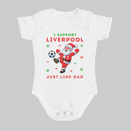 I Support Liverpool Just Like Dad Baby Christmas Vest
